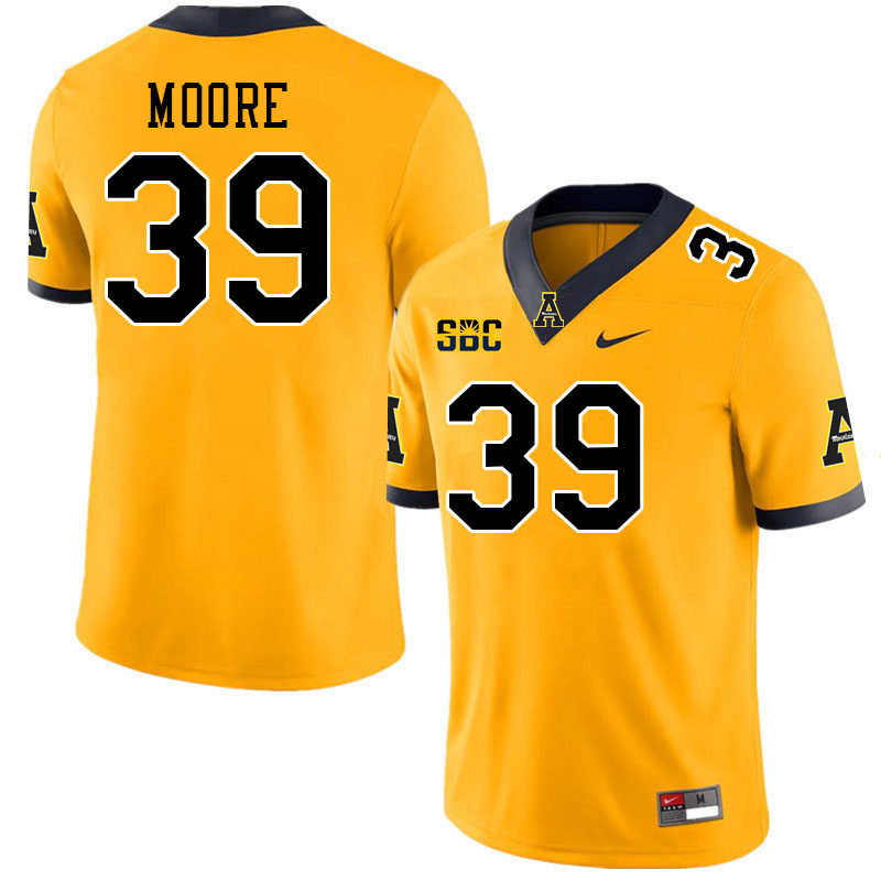 Men #39 Jackson Moore Appalachian State Mountaineers College Football Jerseys Stitched-Gold